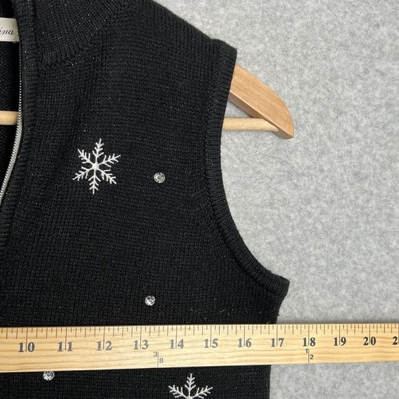 Marisa Christina Christmas Sweater Vest Women's Size small Presents Gifts Black - Picture 4 of 6